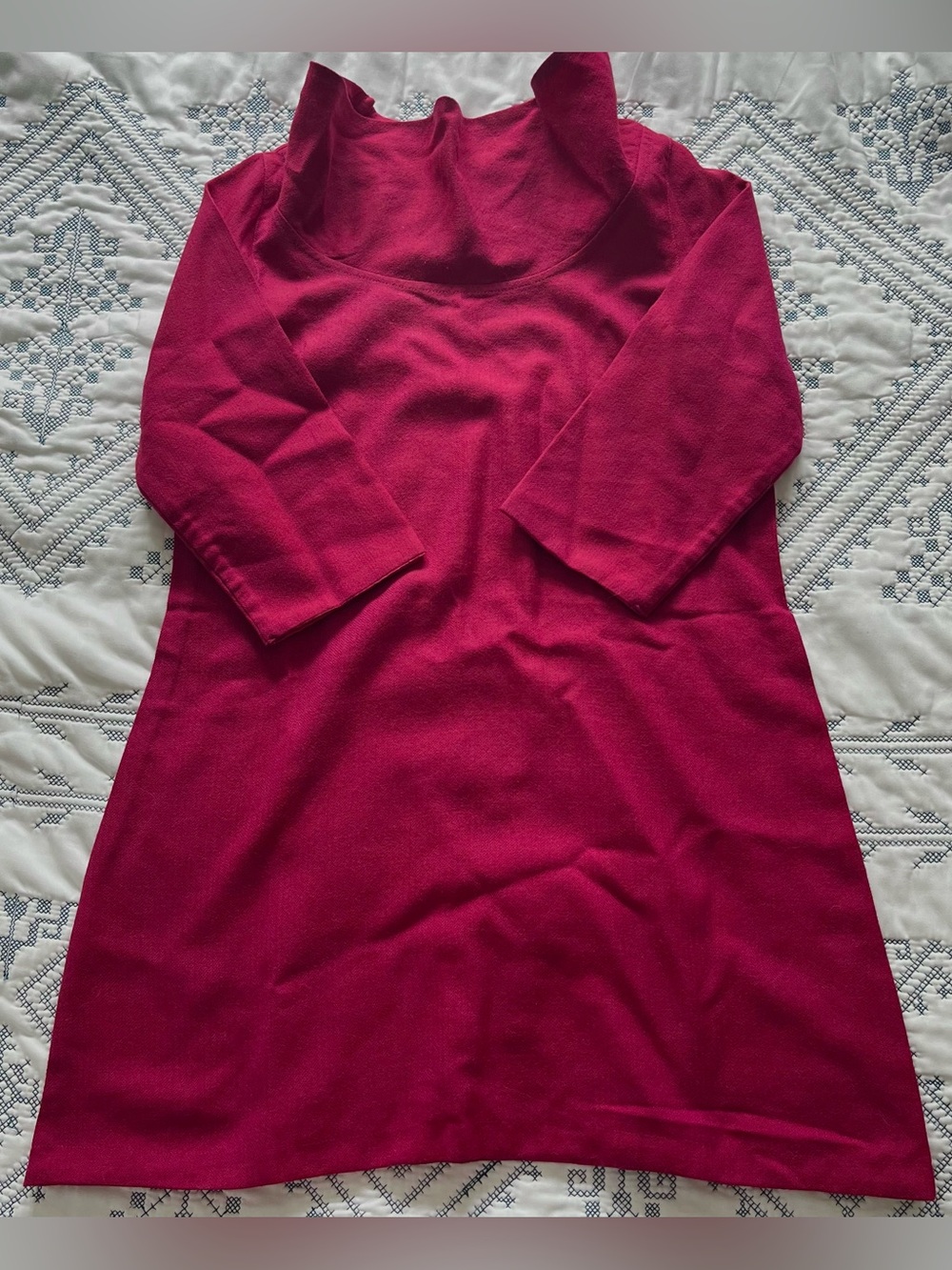 Fabindia Fuchsia Pink Cowl Neck Tunic Top 3/4 Sleeve Size XS